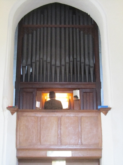 Joanna playing the church organ